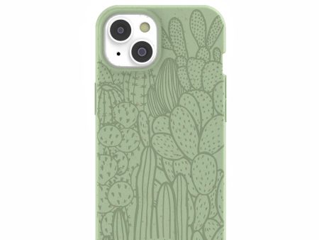 Sage Green Cacti iPhone 14 Case with MagSafe Module Fashion