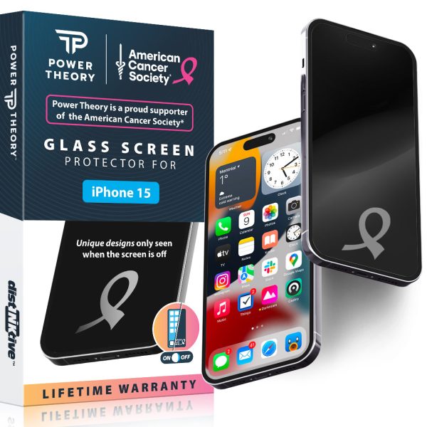 iPhone 15 Tempered Glass Screen Protector Benefitting The American Cancer Society [2-Pack] For Discount