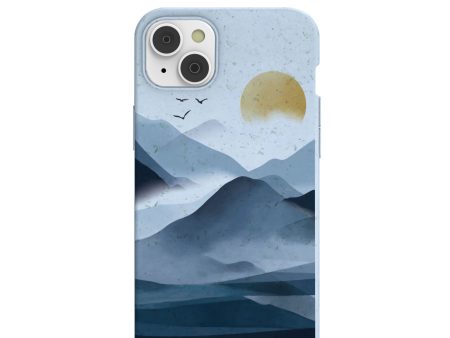 Powder Blue Misty Mountains iPhone 14 Plus Case with MagSafe Module Hot on Sale