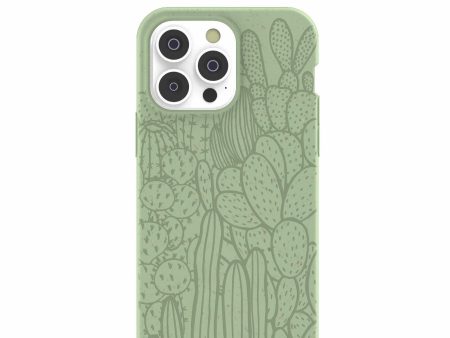 Sage Green Cacti iPhone 14 Pro Max Case with MagSafe Module Fashion