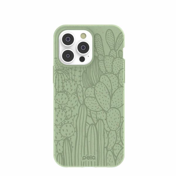 Sage Green Cacti iPhone 14 Pro Max Case with MagSafe Module Fashion