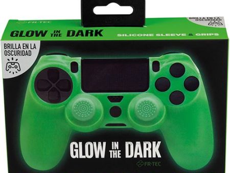 Capa de Silicone + Grips FR-TEC Brilha no Escuro Verde para DualShock 4 on Sale