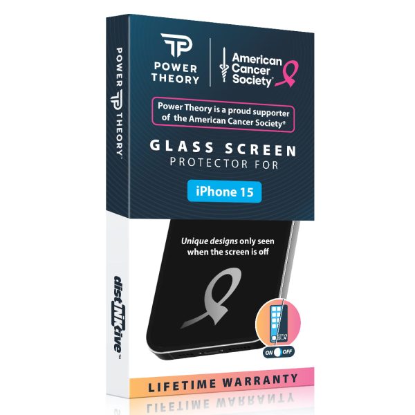 iPhone 15 Tempered Glass Screen Protector Benefitting The American Cancer Society [2-Pack] For Discount