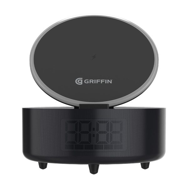 Griffin 15W Wireless Alarm Clock Charging Dock with Bluetooth Speaker Supply