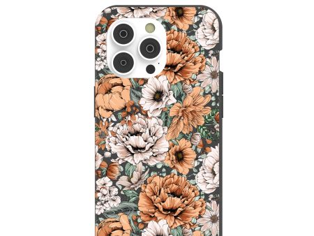 Black Peachy Peonies iPhone 14 Pro Case with MagSafe Module on Sale