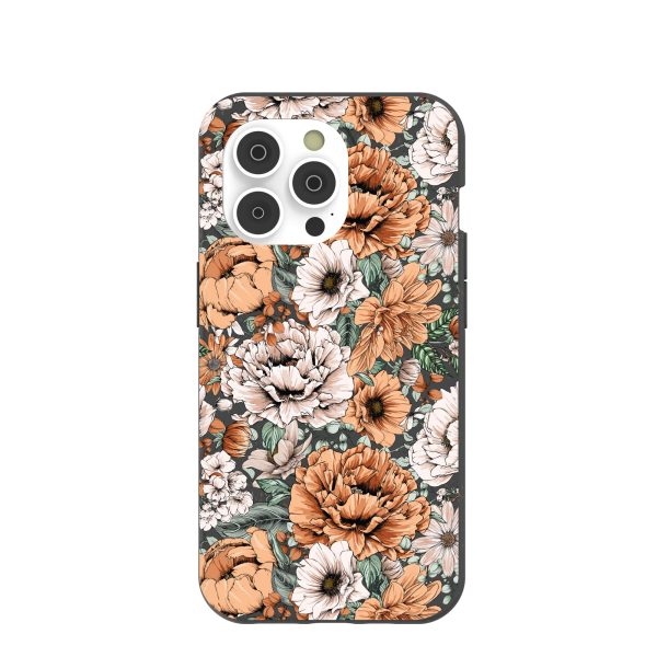 Black Peachy Peonies iPhone 14 Pro Case with MagSafe Module on Sale