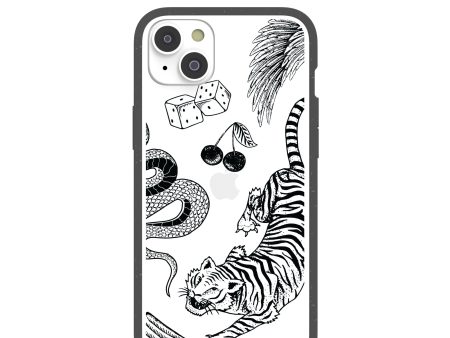 Clear Tiger Luck iPhone 14 Plus Case With Black Ridge For Sale