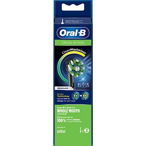 Recargas para Escovas de Dentes Elétrica Oral-B Cross Action com Clean Maximiser - Preto - 3 Uni. For Cheap