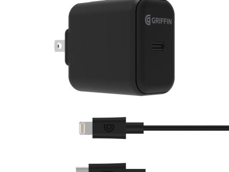 Griffin PowerBlock USB-C PD 18W Wall Charger with USB-C to Lightning Cable - Black Discount