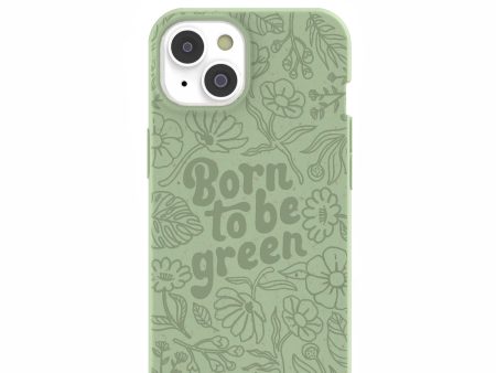 Sage Green Born to be green iPhone 14 Case with MagSafe Module Cheap